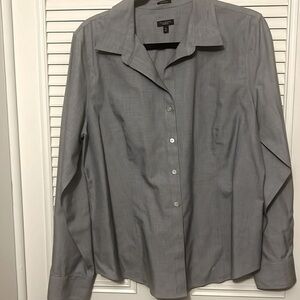 Talbots size 16 wrinkle resistant gray boyfriend shirt bottom down old money